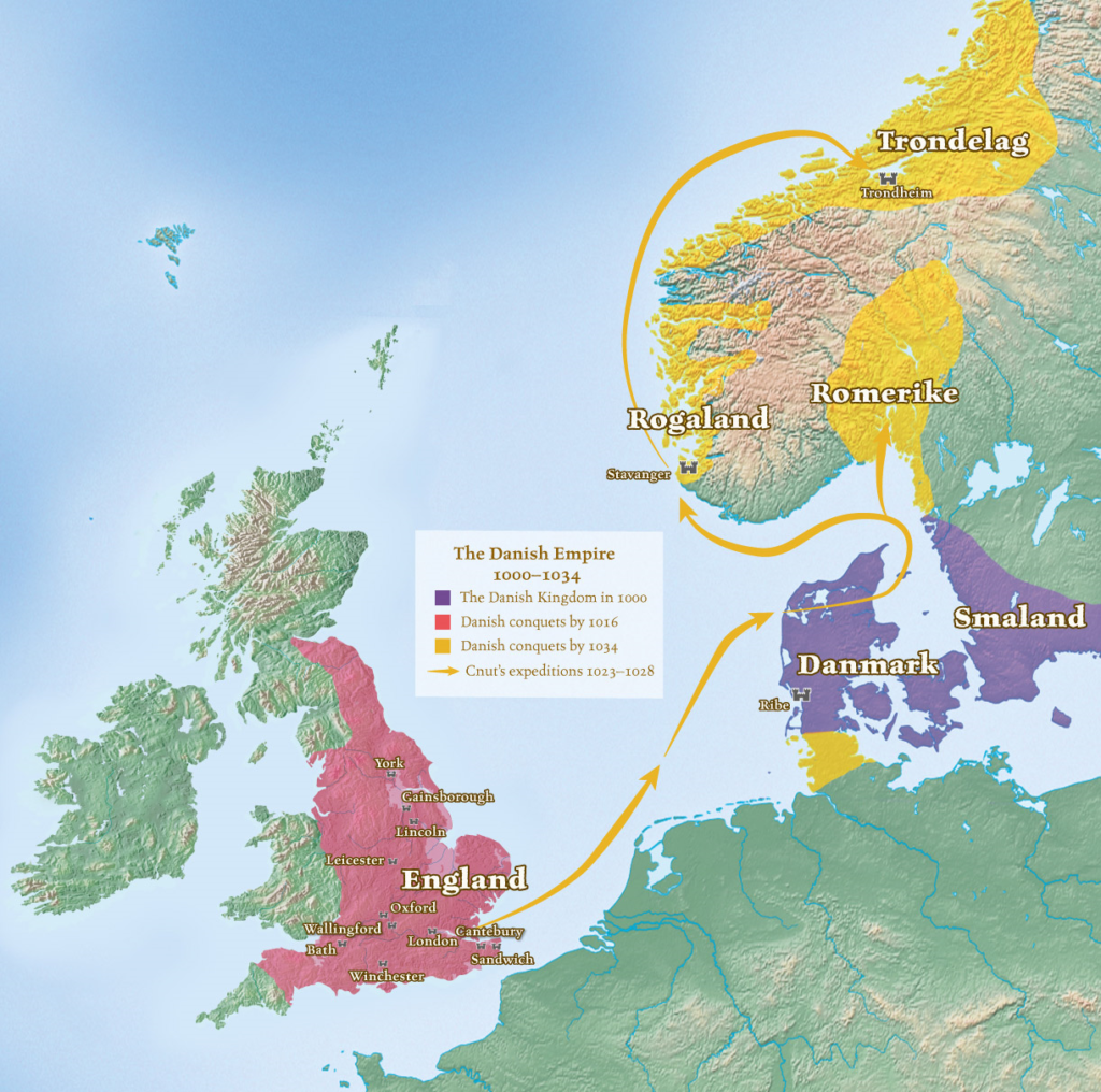 A map of the british isles with the routes of the viking age.